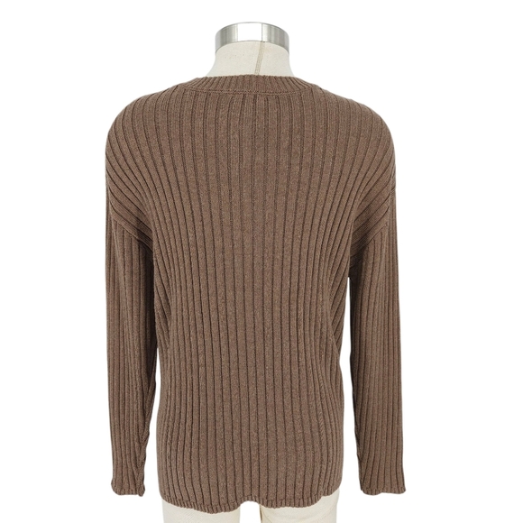 Jessica Simpson Sweater Brown Long Sleeve Rib Knit Pullover Medium - Picture 5 of 9